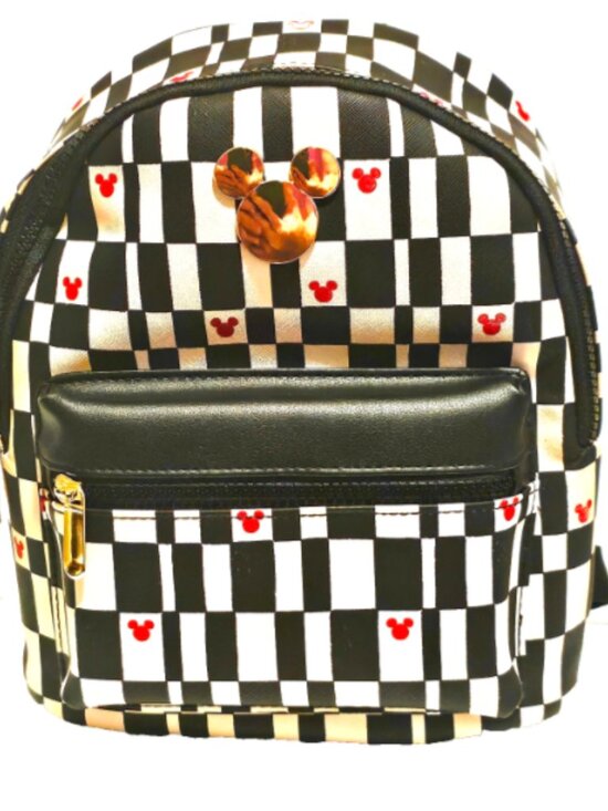 Disney Mickey Mouse Mini Backpack Checkerboard Red Icon Gold Hardware Zipper main image 5